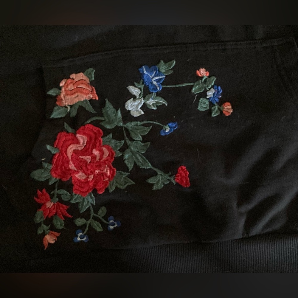 Asos Floral Embroidery Black Hoodie View 2